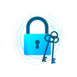 Cyber security concept. Padlock, lock. Privacy concept Flat button SafePoint IT msp